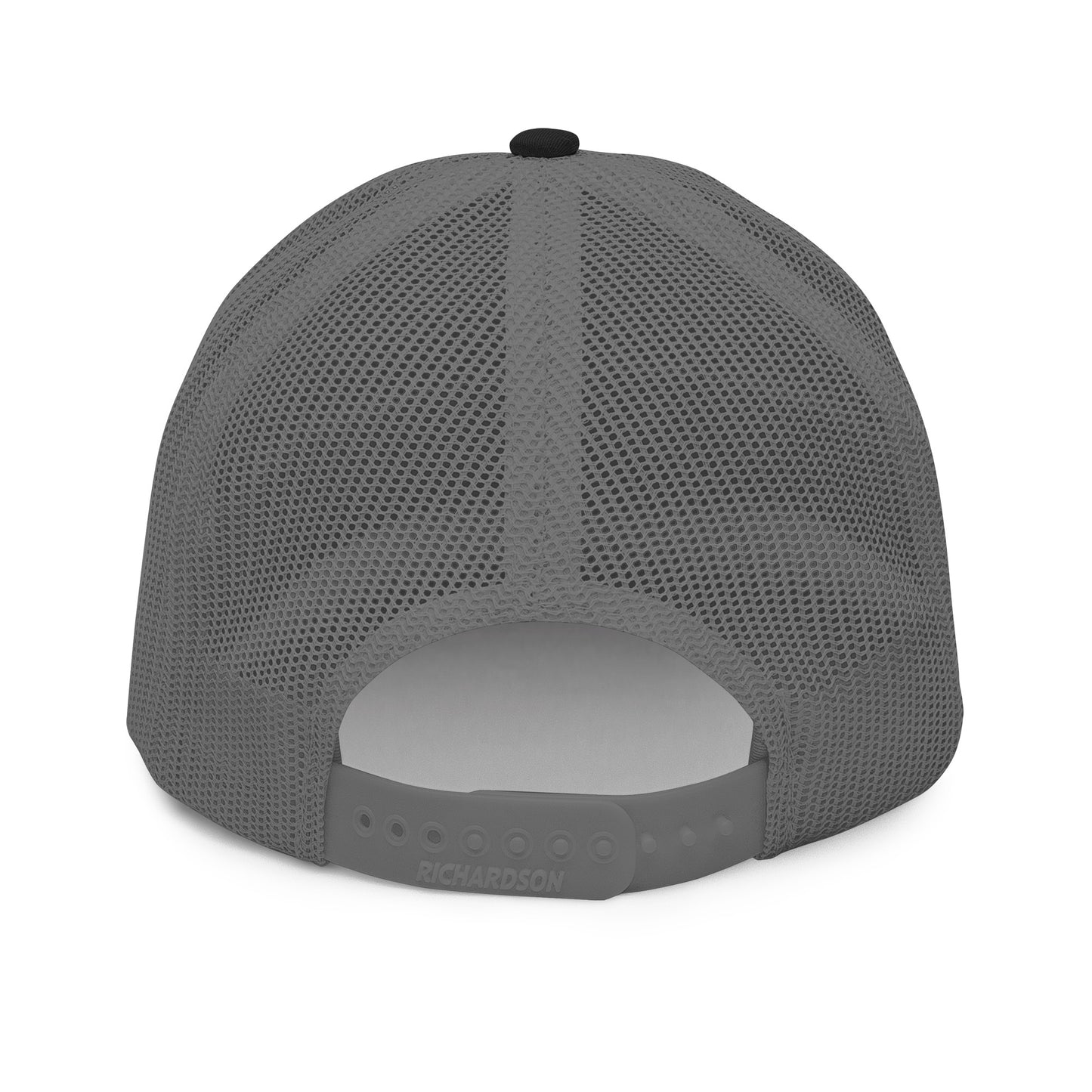 Vendetta White Embroidery Snapback Trucker Hat - Black and Charcoal