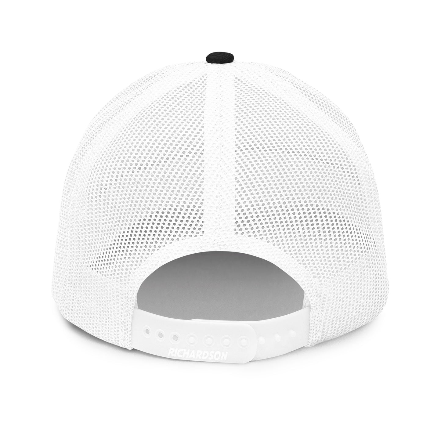 Vendetta White Embroidery Snapback Trucker Hat - Black and White