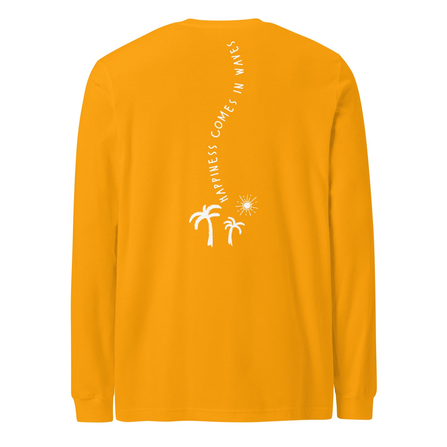 Happiness Comes in Waves Long Sleeve Tee - Gold