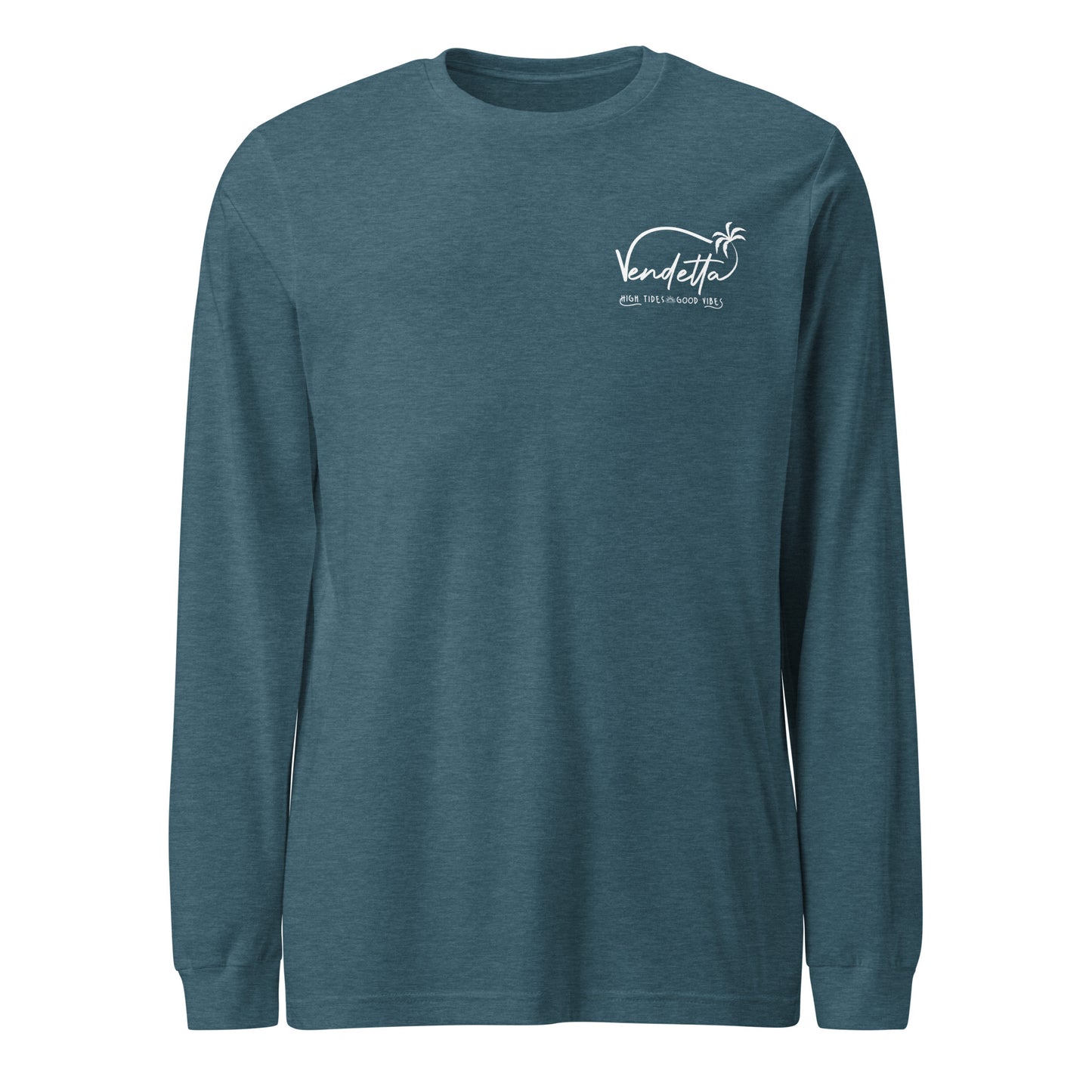 Happiness Comes in Waves Long Sleeve Tee - Heather Deep Teal