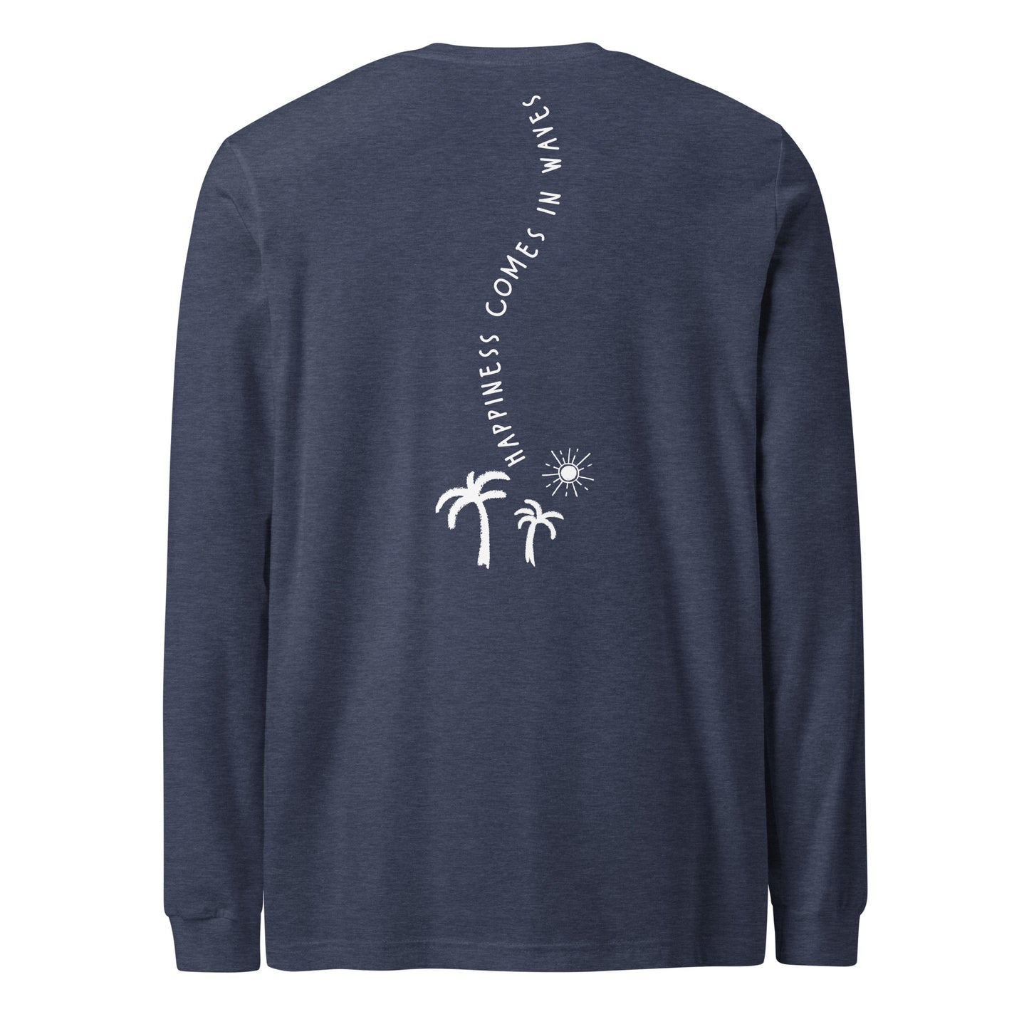 Happiness Comes in Waves Long Sleeve Tee - Heather Navy