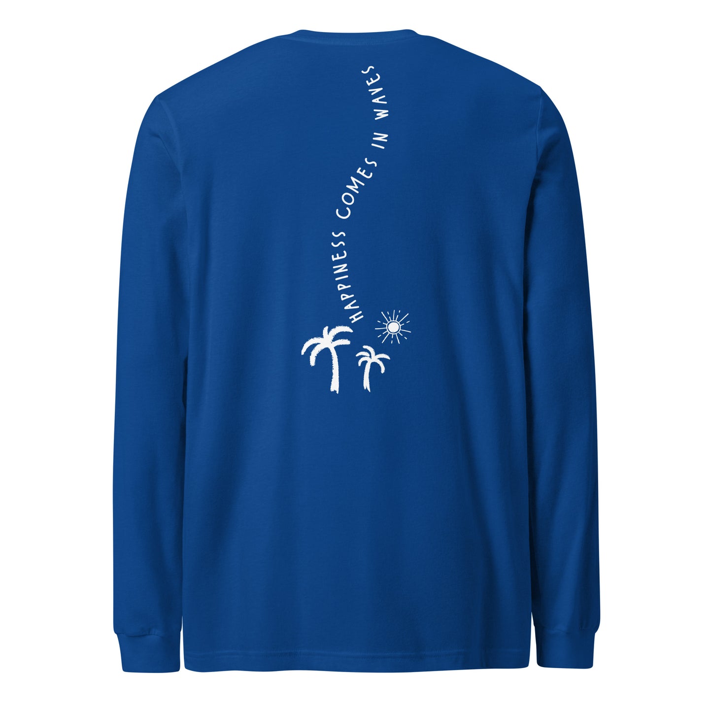 Happiness Comes in Waves Long Sleeve Tee - Royal Blue