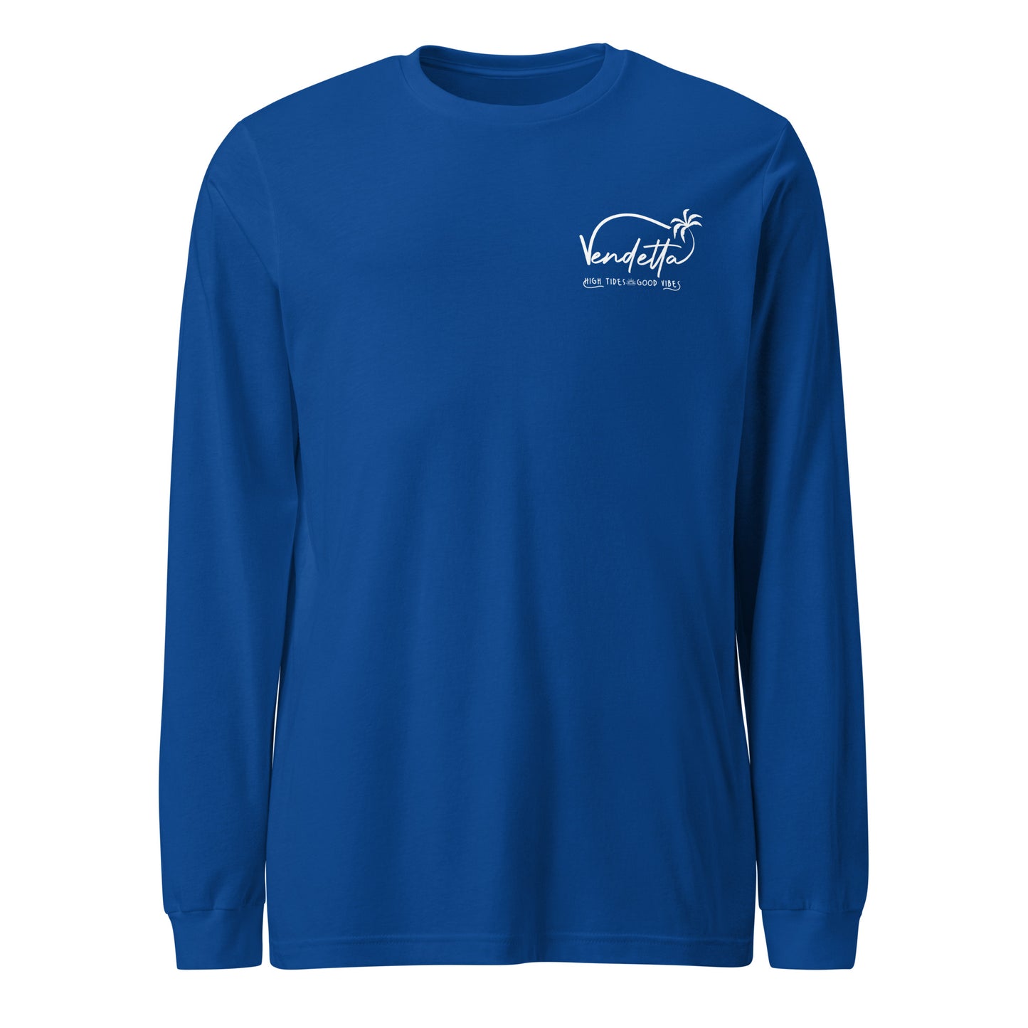 Happiness Comes in Waves Long Sleeve Tee - Royal Blue