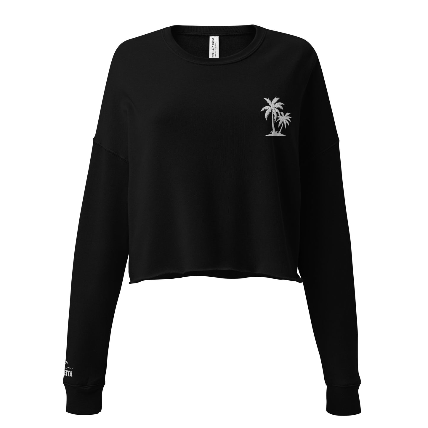 Shady Beach Embroidered Crop Sweatshirt - Black