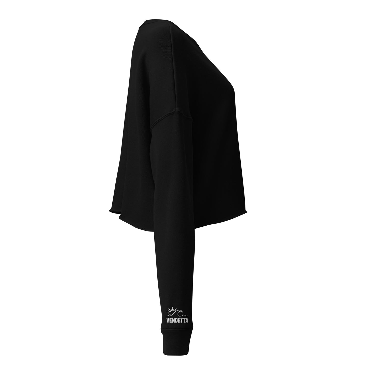 Shady Beach Embroidered Crop Sweatshirt - Black