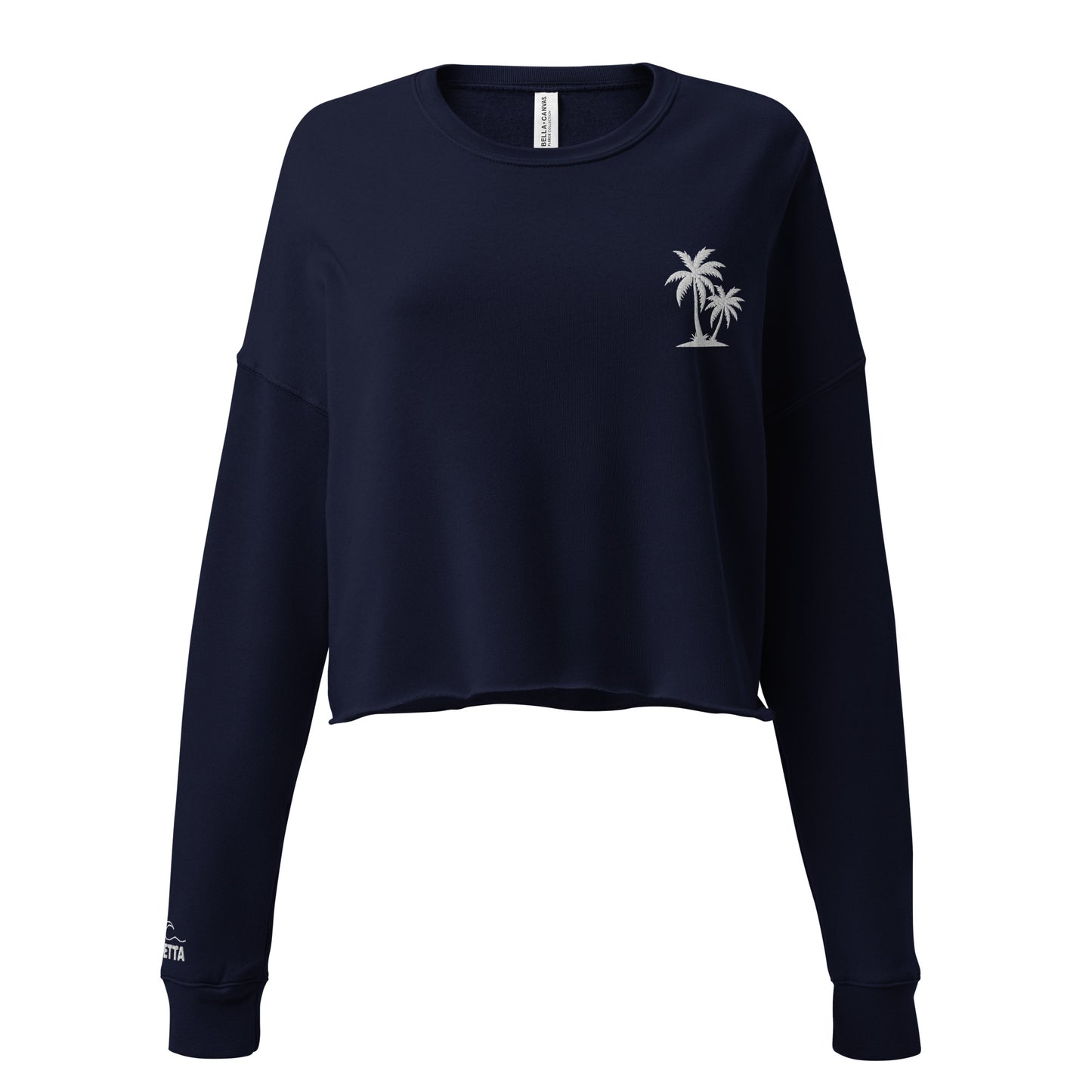 Shady Beach Embroidered Crop Sweatshirt - Navy