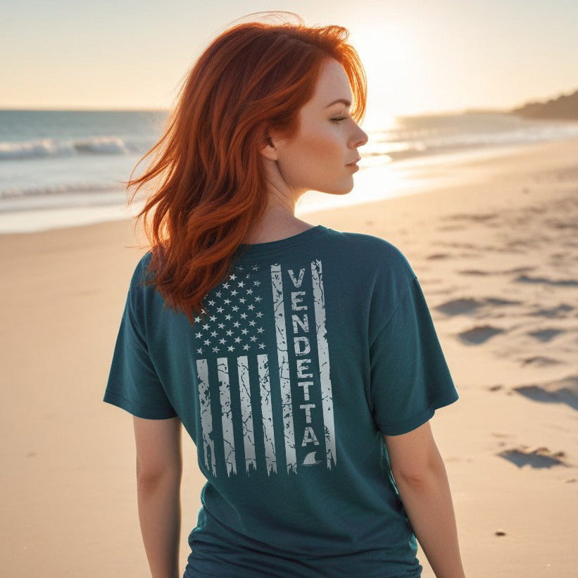 All American Vendetta Unisex Tee - Heather Deep Teal