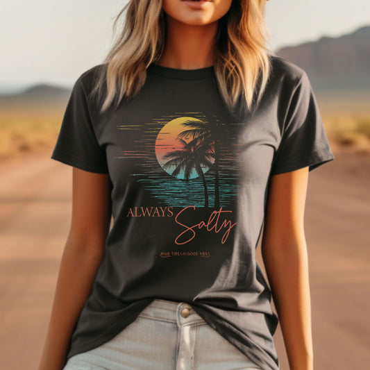 Salty Palms Tee - Asphalt