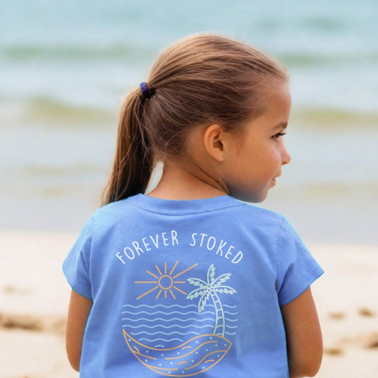 Youth Forever Stoked T-Shirt - Heather Columbia Blue