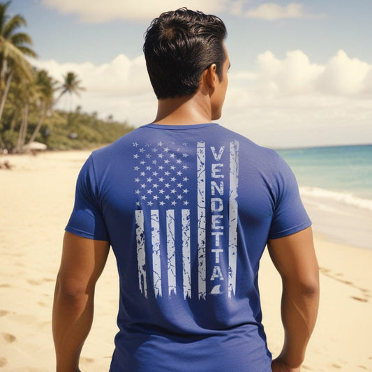All American Vendetta Unisex Tee - Heather True Royal