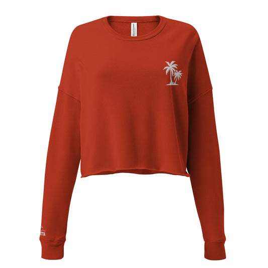 Shady Beach Embroidered Crop Sweatshirt - Brick