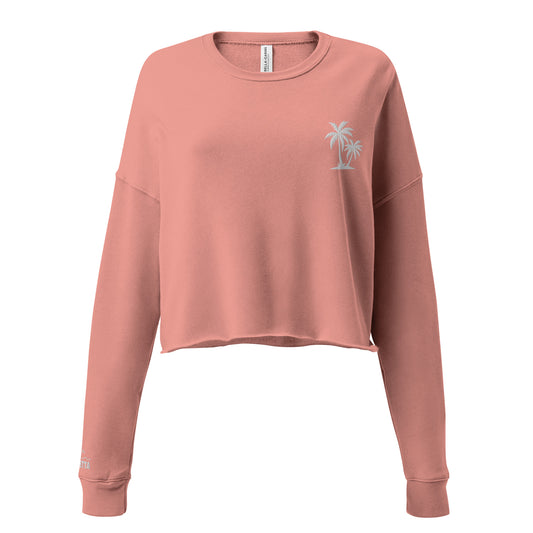 Shady Beach Embroidered Crop Sweatshirt - Mauve